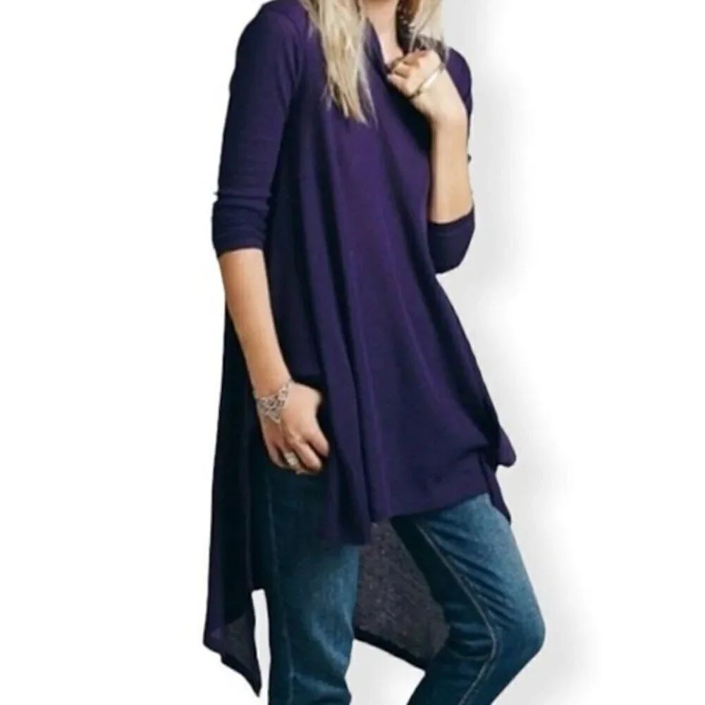 Free People We the Free Wonder Woman Purple Mock Thermal Tunic, size SP